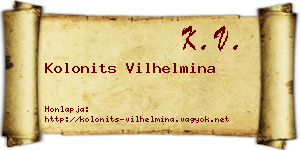 Kolonits Vilhelmina névjegykártya